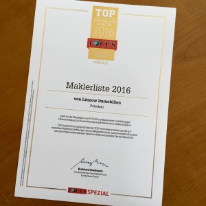 Urkunde Top Immobilienmakler 2016
